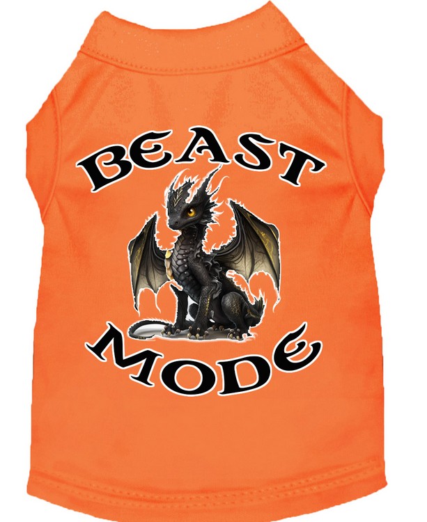 Beast Mode Dragon Screen Print Dog Shirt Orange XS (8)